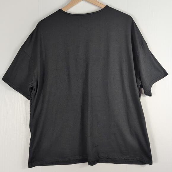 Shein Curve 0X Black Lace-Up Tunic Tee Women's Plus Large Soft Minimalist Top - Picture 2 of 10